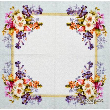 Serwetka do decoupage firmy R2S bukiet w rogu 33x33cm